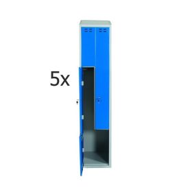 Öltözőszekrény Swed-Z2 acél szekrény 2 személyes 1920x400x550 mm szürke-kék színben Minimum 5 db