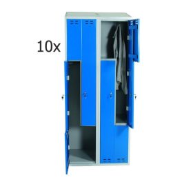 Öltözőszekrény lakatpánttal Swed-Z4 acél szekrény 4 személyes 1920x800x550 mm szürke-kék színben