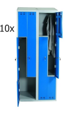 Öltözőszekrény lakatpánttal Swed-Z4 acél szekrény 4 személyes 1920x800x550 mm szürke-kék színben