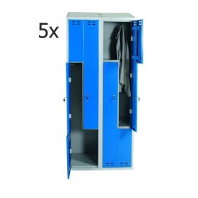 Öltözőszekrény lakatpánttal Swed-Z4 acél szekrény 4 személyes 1920x800x550 mm szürke-kék színben