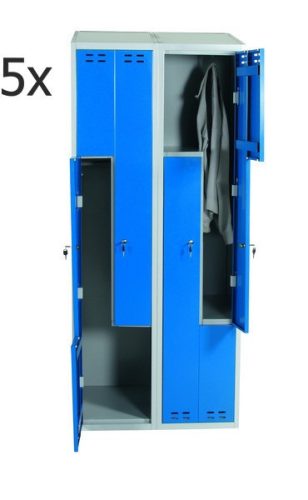 Öltözőszekrény lakatpánttal Swed-Z4 acél szekrény 4 személyes 1920x800x550 mm szürke-kék színben