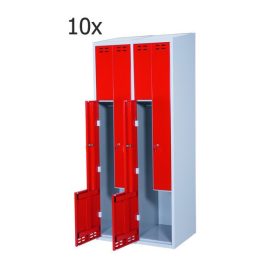 Öltözőszekrény hengerzárral Swed-Z4 acél szekrény 4 személyes 1920x800x550 mm szürke-piros színben