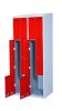 Öltözőszekrény lakatpánttal Swed-Z4 acél szekrény 4 személyes 1920x800x550 mm szürke-piros színben