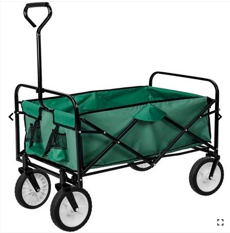 Összecsukható kézikocsi, nagy méretű, önbeálló kerekekkel, kerti kiskocsi. Csak 10 kg.