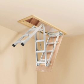   Hidraulikus alumínium padlásfeljáró 170 kg teherbírású padláslépcső 3–3,13 m összecsukható