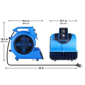    Ipari padlóventilátor 2600 CFM légáramlással – 1250 fordulat/perc, 3 fokozat, 4 állítható fúvószög, időzítővel, 6 m kábellel, 500 W teljesítménnyel