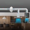 Radoncsökkentő csőventilátor rendszer – 98–89 mm átmérő, 260 m³/h légszállítás, csendes működés, nyomásmérővel, kültéri használatra is alkalmas