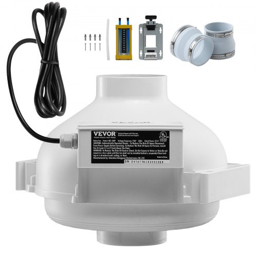 Radoncsökkentő csőventilátor rendszer – 98–114 mm átmérő, 260 m³/h légszállítás, nyomásmérővel, csendes működés, víz- és porálló kivitel