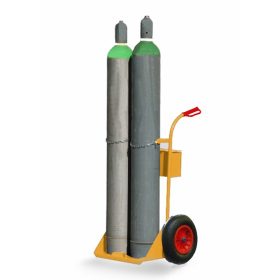   Dupla gázpalack szállító molnárkocsi palackszállító kocsi nagy kerékkel, 2 db 40 liter 37,5 kg CO2 oxigén, argon ipari hegesztőpalack számára 