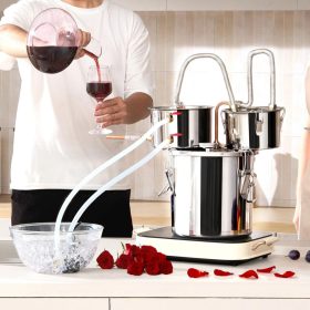   Alkohollepárló készülék 11,4 L rozsdamentes acél pálinkafőző dupla kondenzátorral, rézspirállal, thumper tartállyal