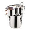 Alkohollepárló készülék 11,4 L rozsdamentes acél pálinkafőző dupla kondenzátorral, rézspirállal, thumper tartállyal