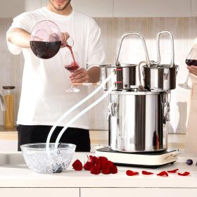   Alkohol lepárló 19 L rozsdamentes acél pálinkafőző réz hűtőspirállal dupla kondenzáció, otthoni párlatkészítéshez