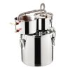 Alkohol lepárló 19 L rozsdamentes acél pálinkafőző réz hűtőspirállal dupla kondenzáció, otthoni párlatkészítéshez