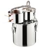 Alkohol lepárló 19 L rozsdamentes acél pálinkafőző réz hűtőspirállal dupla kondenzáció, otthoni párlatkészítéshez