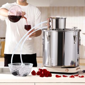   Alkohol lepárló 50 literes rozsdamentes acél pálinkafőző rézspirálos hűtőrendszerrel, vízpumpával és hőmérővel