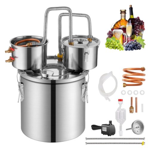 Alkohol lepárló 19 literes rozsdamentes acél lepárlókészülék dupla kondenzátoros pálinkafőző másodlagos desztillációval