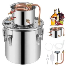   Alkohol lepárló 11,4 literes rozsdamentes acél pálinkafőző rézspirállal, beépített szivattyúval és hőmérővel