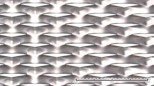 Perforált lemez acél 2000X1500 mm tábla 115x52 mm lyuk rombusz alakú osztással 10%-os áteresztő felülettel 