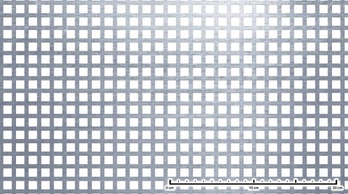Perforált lemez acél 1000x2000x1,5 mm tábla 10x10 mm lyuk hálós osztással Szabad áteresztő felület: 44%