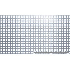   Perforált lemez acél 1250x2500x1,5 mm tábla 10x10 mm lyuk hálós osztással Szabad áteresztő felület: 44%