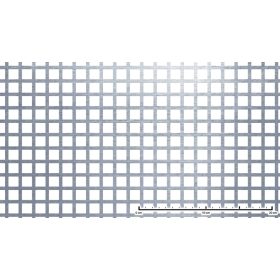  Perforált lemez acél 1000x2000x1,5 mm tábla 15x15 mm lyuk hálós osztással Szabad áteresztő felület: 56%