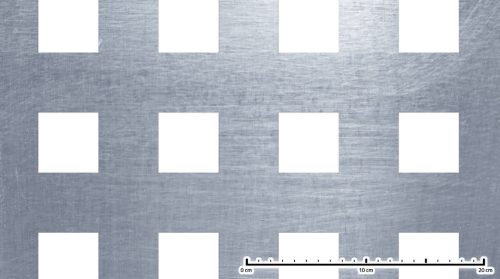 Perforált lemez acél 1000x2000x2 mm tábla 50x50 mm lyuk hálós osztással Szabad áteresztő felület: 25%