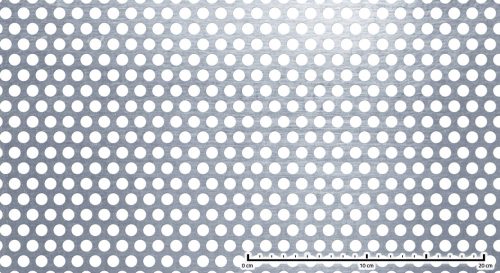 Perforált lemez acél 1250x2500x1 mm tábla 10 mm lyuk kör alakú osztással 40%-os áteresztő felülettel 