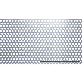   Perforált lemez acél 1000x2000x2 mm tábla 10 mm lyuk kör alakú osztással 40%-os áteresztő felülettel 
