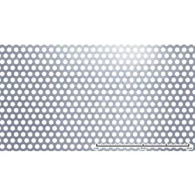 Perforált lemez acél 1000x2000x2 mm tábla 10 mm lyuk kör alakú osztással 40%-os áteresztő felület