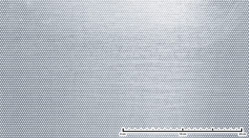 Perforált lemez acél 1000x2000x2 mm tábla 2 mm lyuk kör alakú osztással 30%-os áteresztő felülettel 