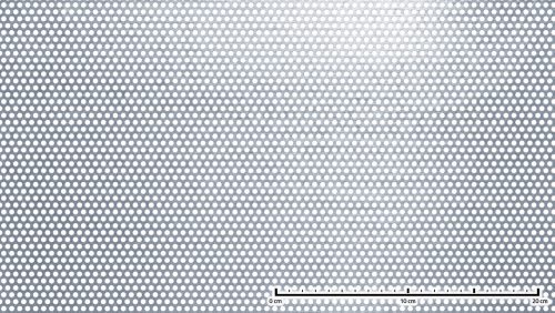 Perforált lemez acél 1000x2000x1 mm tábla 4 mm lyuk kör alakú osztással 40%-os áteresztő felülettel