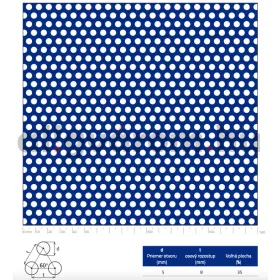 Perforált lemez acél 1000x2000x1 mm tábla 5 mm lyuk kör alakú osztással 35%-os áteresztő felülettel