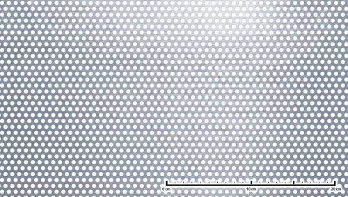 Perforált lemez acél 1000x2000x3 mm tábla 5 mm lyuk kör alakú osztással 35%-os áteresztő felülettel 