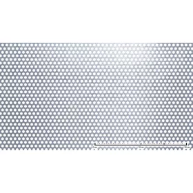 Perforált lemez acél 1000x2000x1,5 mm tábla 6 mm lyuk kör alakú osztással 40%-os áteresztő felület