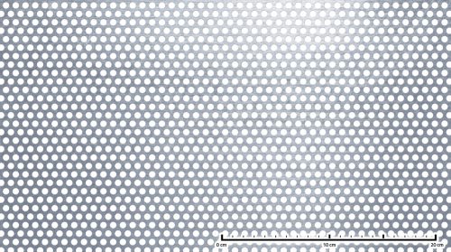 Perforált lemez acél 1000x2000x3 mm tábla 6 mm lyuk kör alakú osztással 40%-os áteresztő felülettel 