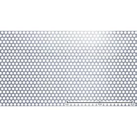 Perforált lemez acél 1000x2000x2 mm tábla 8 mm lyuk kör alakú osztással 48%-os áteresztő felület