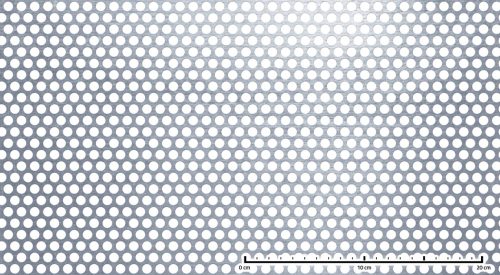 Perforált lemez acél 1000x2000x2 mm tábla 8 mm lyuk kör alakú osztással 48%-os áteresztő felülettel 