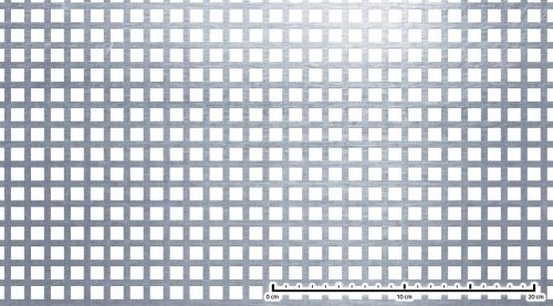 Perforált lemez rozsdamentes acél 1000x2000x1 mm tábla 10x10 mm lyuk hálós osztással Szabad áteresztő felület: 45% saválló inox