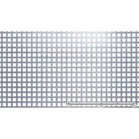   Perforált lemez rozsdamentes acél 1250x2500x1,5 mm tábla 10x10 mm lyuk hálós osztással Szabad áteresztő felület: 45% saválló inox