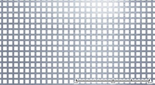 Perforált lemez rozsdamentes acél 1250x2500x1,5 mm tábla 10x10 mm lyuk hálós osztással Szabad áteresztő felület: 45% saválló inox