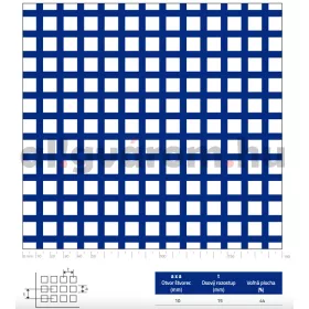 Perforált lemez rozsdamentes acél 1250x2500x1,5 mm tábla 10x10 mm lyuk hálós osztással 