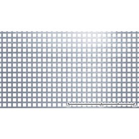   Perforált lemez rozsdamentes acél 1000x2000x1,5 mm tábla 10x10 mm lyuk hálós osztással Szabad áteresztő felület: 45% saválló inox