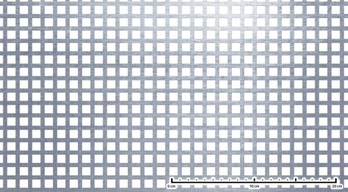 Perforált lemez rozsdamentes acél 1000x2000x1,5 mm tábla 10x10 mm lyuk hálós osztással Szabad áteresztő felület: 45% saválló inox