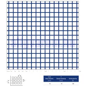   Perforált lemez rozsdamentes acél 1000x2000x1,5mm tábla 10x10 mm lyuk hálós osztással Szabad áteresztő felület: 60% saválló inox
