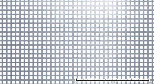 Perforált lemez rozsdamentes acél 1000x2000x1 mm tábla 10x10 mm lyuk hálós osztással Szabad áteresztő felület: 60% saválló inox