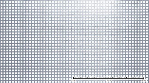 Perforált lemez rozsdamentes acél 1000x2000x1mm tábla 5x5 mm lyuk hálós osztással Szabad áteresztő felület: 39% saválló inox