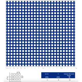  Perforált lemez rozsdamentes acél 1000x2000x1,5 mm tábla 5x5 mm lyuk hálós osztással Szabad áteresztő felület: 39% saválló inox