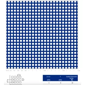 Perforált lemez rozsdamentes acél 1000x2000x1,5 mm tábla 5x5 mm lyuk hálós osztással saválló inox