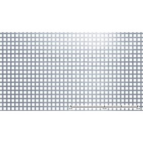   Perforált lemez rozsdamentes acél 1000x2000x1 mm tábla 8x8 mm lyuk hálós osztással Szabad áteresztő felület: 44% saválló inox