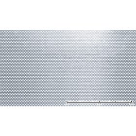   Perforált lemez rozsdamentes 1000x2000x1mm tábla 3 mm lyuk Körlyukasztás átlós osztással Szabad áteresztő felület: 33% saválló inox